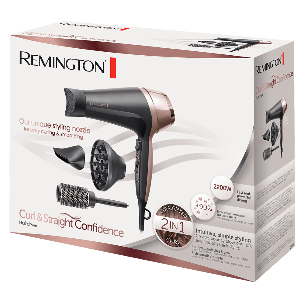 Remington Sèche-Cheveux Curl & Straight Confidence 2200W avec 3 Accessoires
