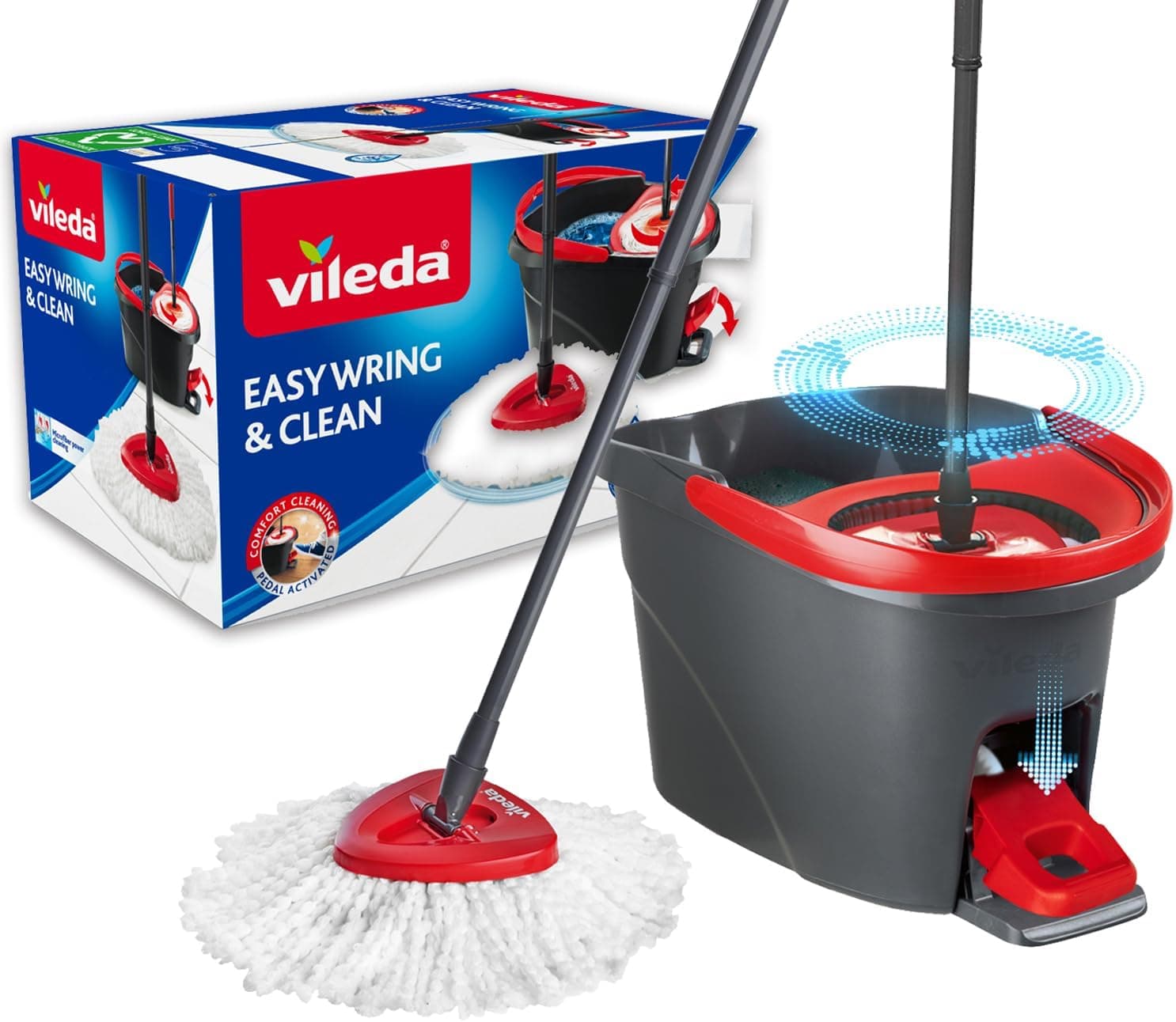 Vileda Easy Wring & Clean Balai Rotatif et Seau avec pédale
