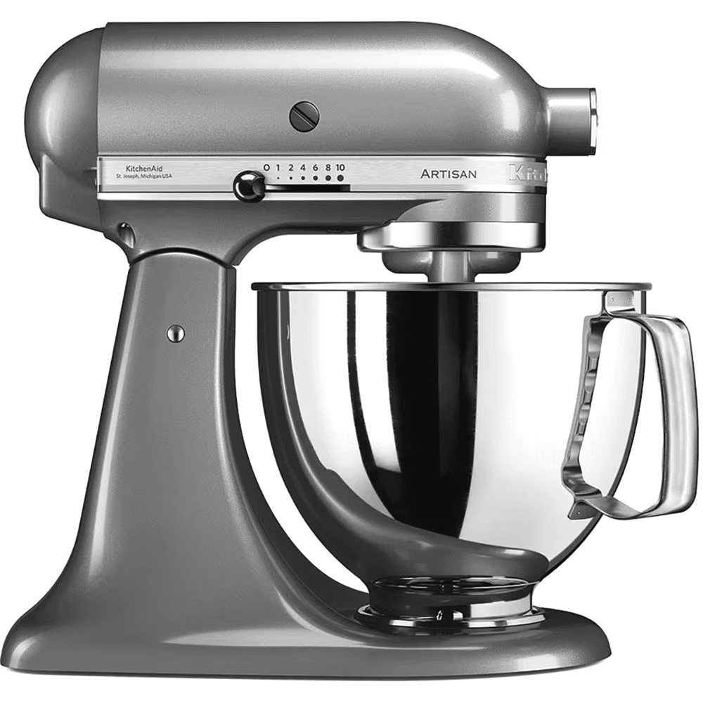 Robot pâtissier à tête inclinable KitchenAid Artisan 4,8L - Gris argent