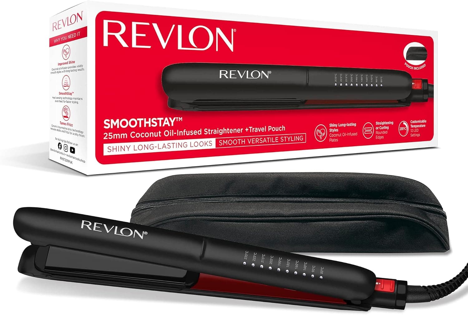 Revlon SmoothStay Lisseur Infusé à l’Huile de Coco – 25 mm (RVST2211P)