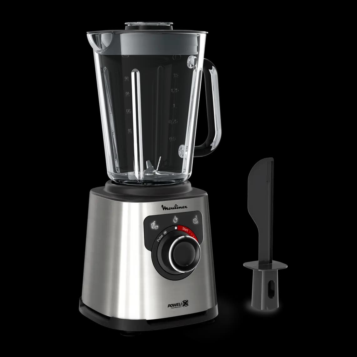 PerfectMix +, Blender haute performance, Lames Powelix, Bol en verre de 2L, 1200W, Noir et métal