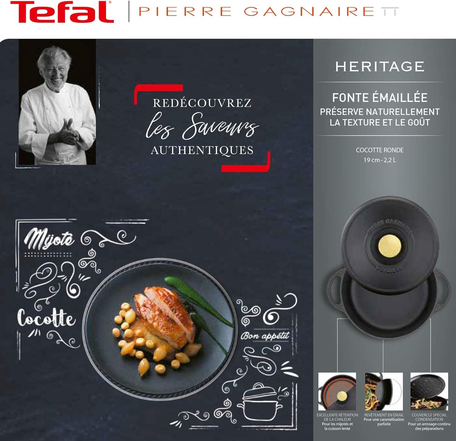 Tefal Pierre Gagnaire Heritage Cocotte Ovale en Fonte d’Acier 34×26 cm / 7,2 L
