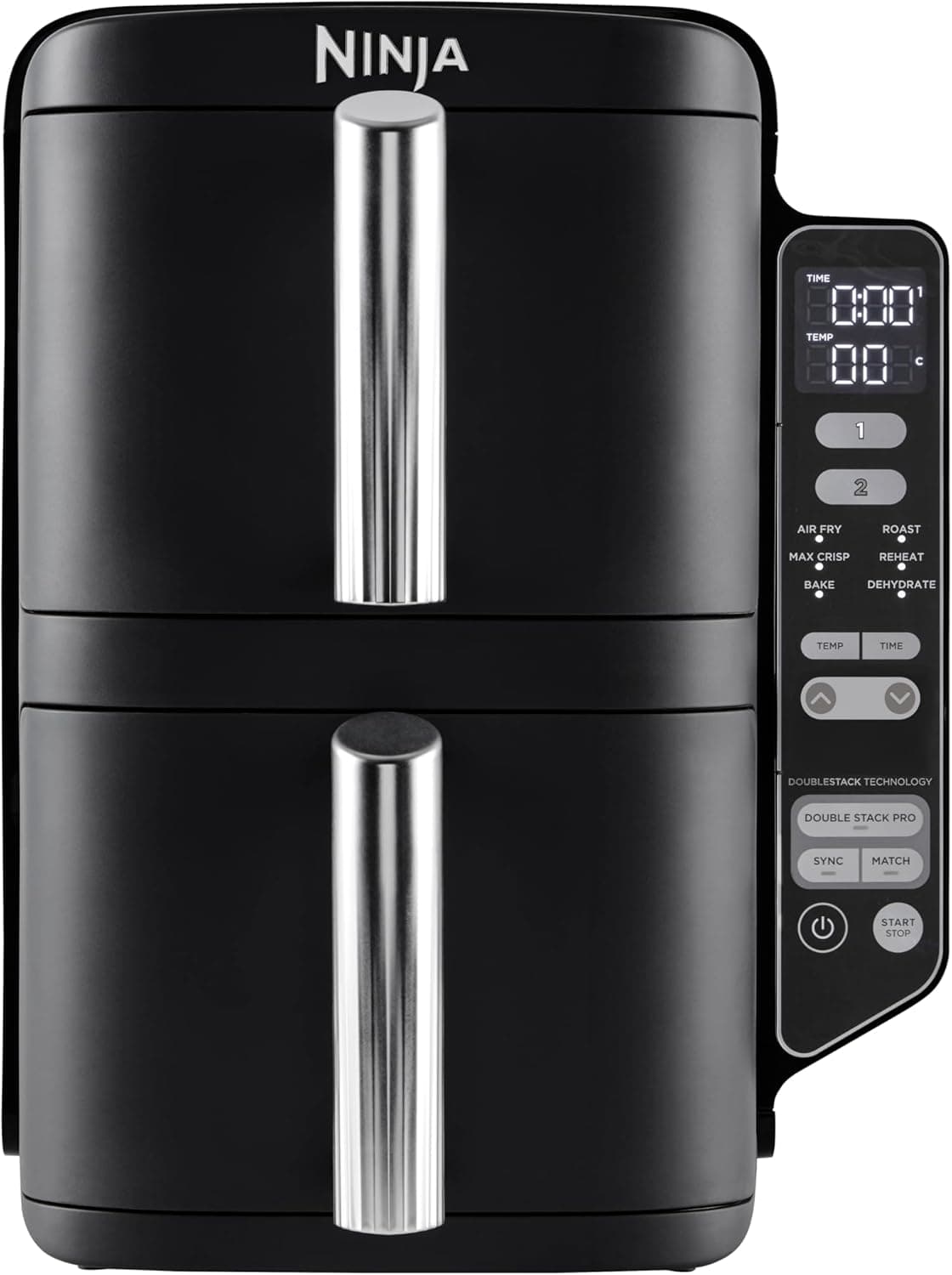 Ninja Double Stack Air Fryer, Vertical Oil-Free Fryer with 2 Drawers, 4 Cooking Levels, 2 Drawers and 2 Racks, Compact Design, 7.6L Capacity
