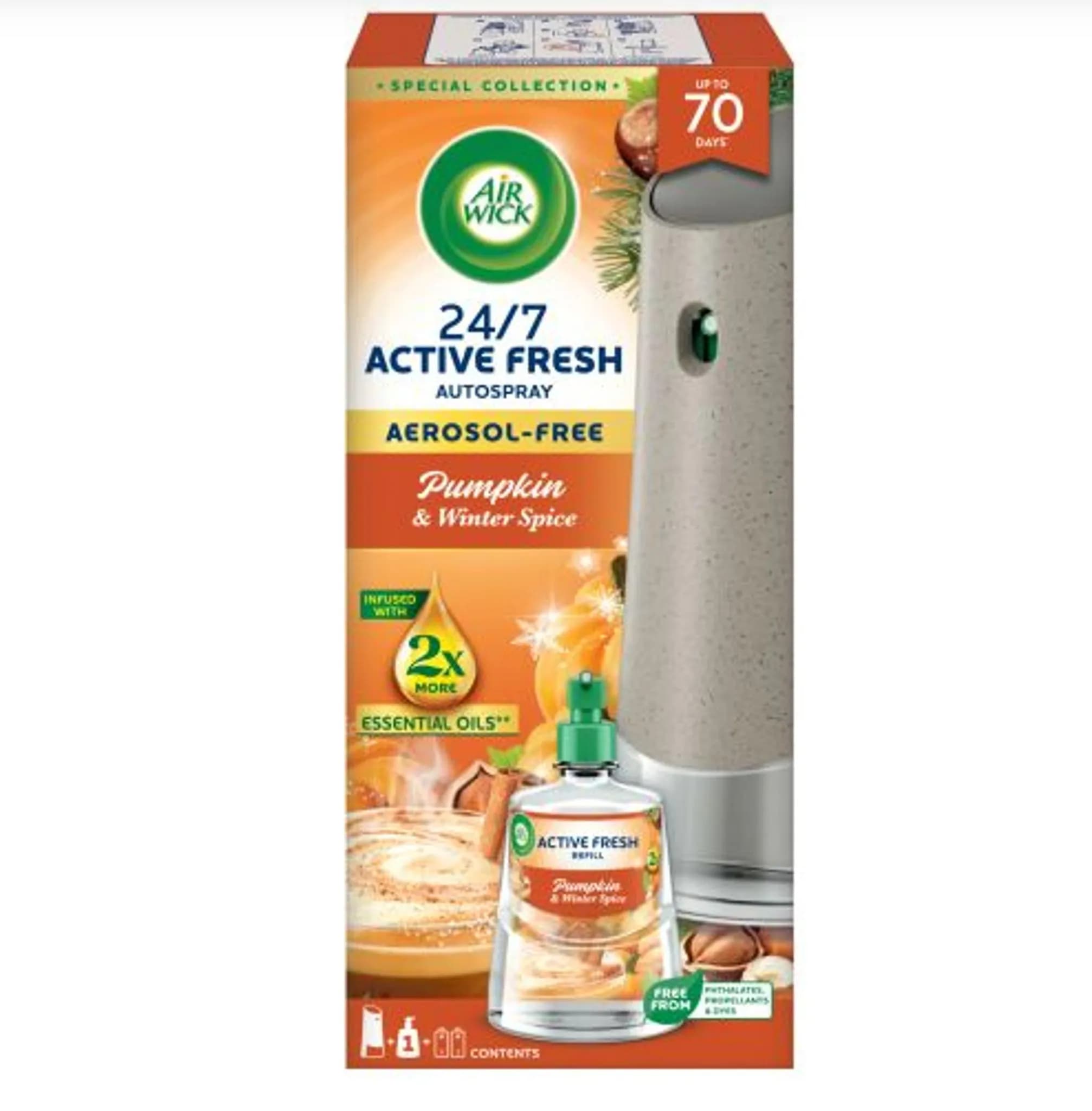 Air Wick Active Fresh Diffuseur automatique Spiced Pumpkin Magic avec recharge - 228ml