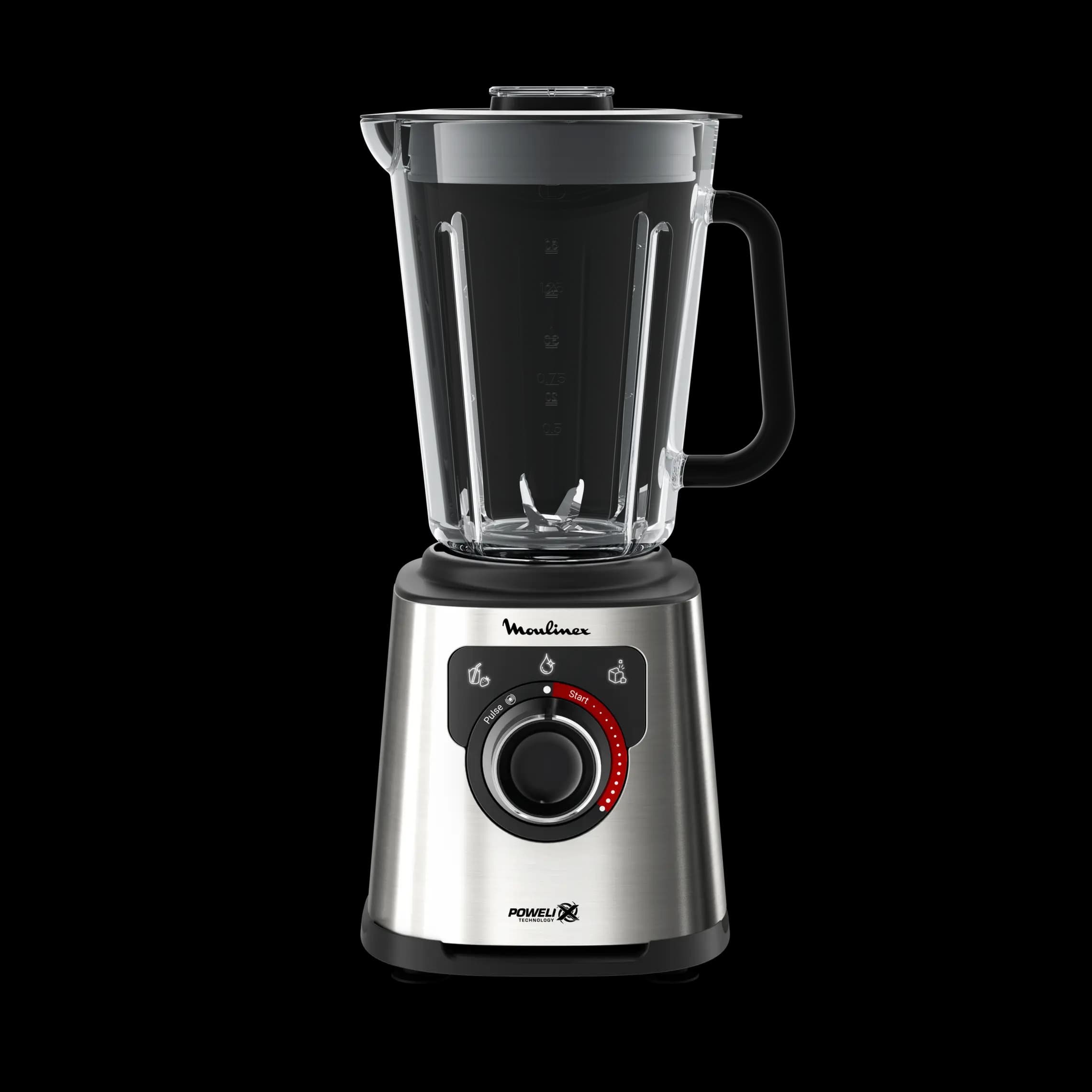 PerfectMix +, Blender haute performance, Lames Powelix, Bol en verre de 2L, 1200W, Noir et métal