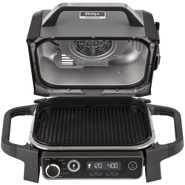 Ninja Woodfire Barbecue Électrique, Grill, Fumoir et Friteuse à air 7-en-1