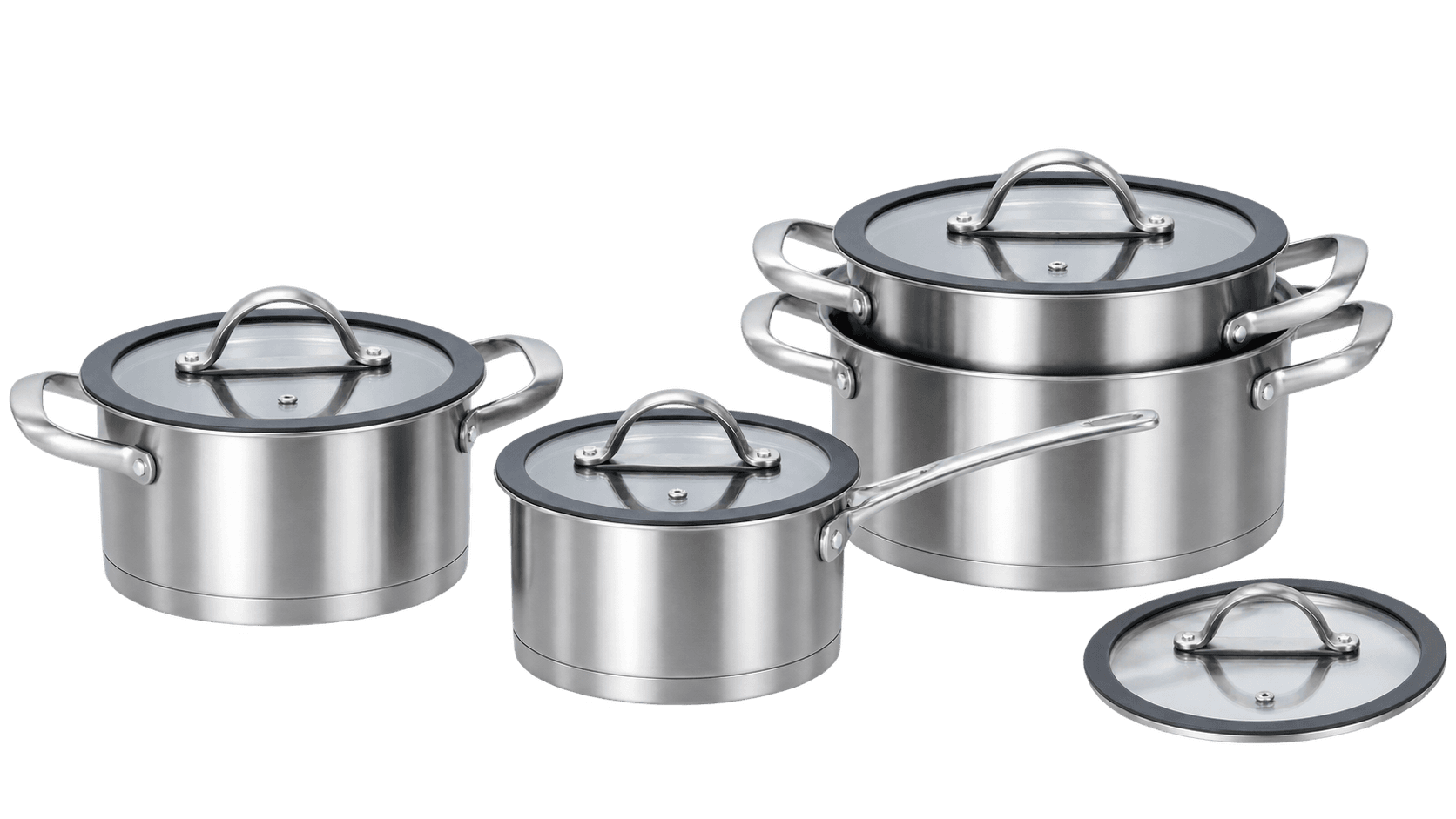 Batterie de cuisine Atmosphere Bliss en acier inoxydable – 1,7 L, 2,4 L, 3,3 L et 4,4 L