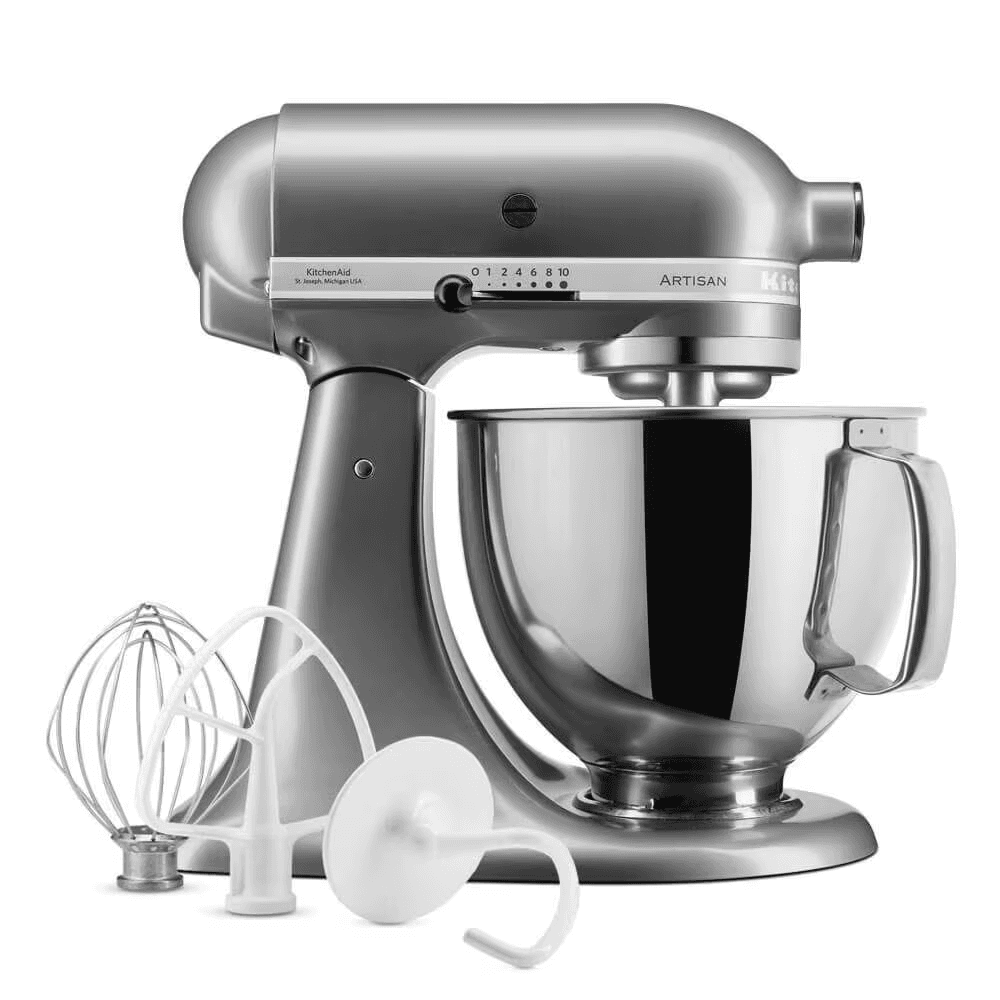 Robot pâtissier à tête inclinable KitchenAid Artisan 4,8L - Gris argent
