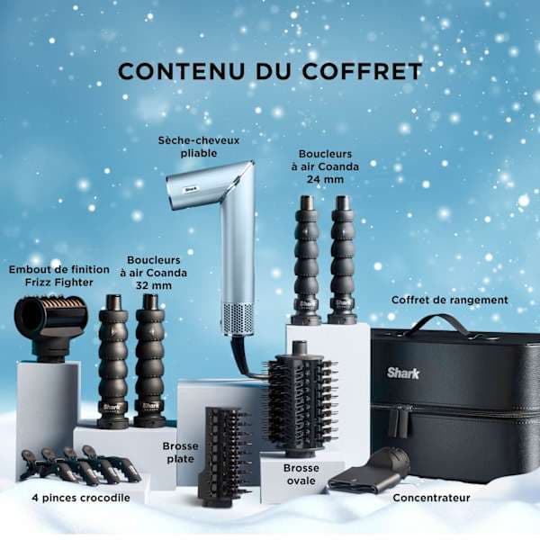Styler & Sèche-Cheveux 6-en-1 Shark FlexStyle 1650W - Bleu Glacier